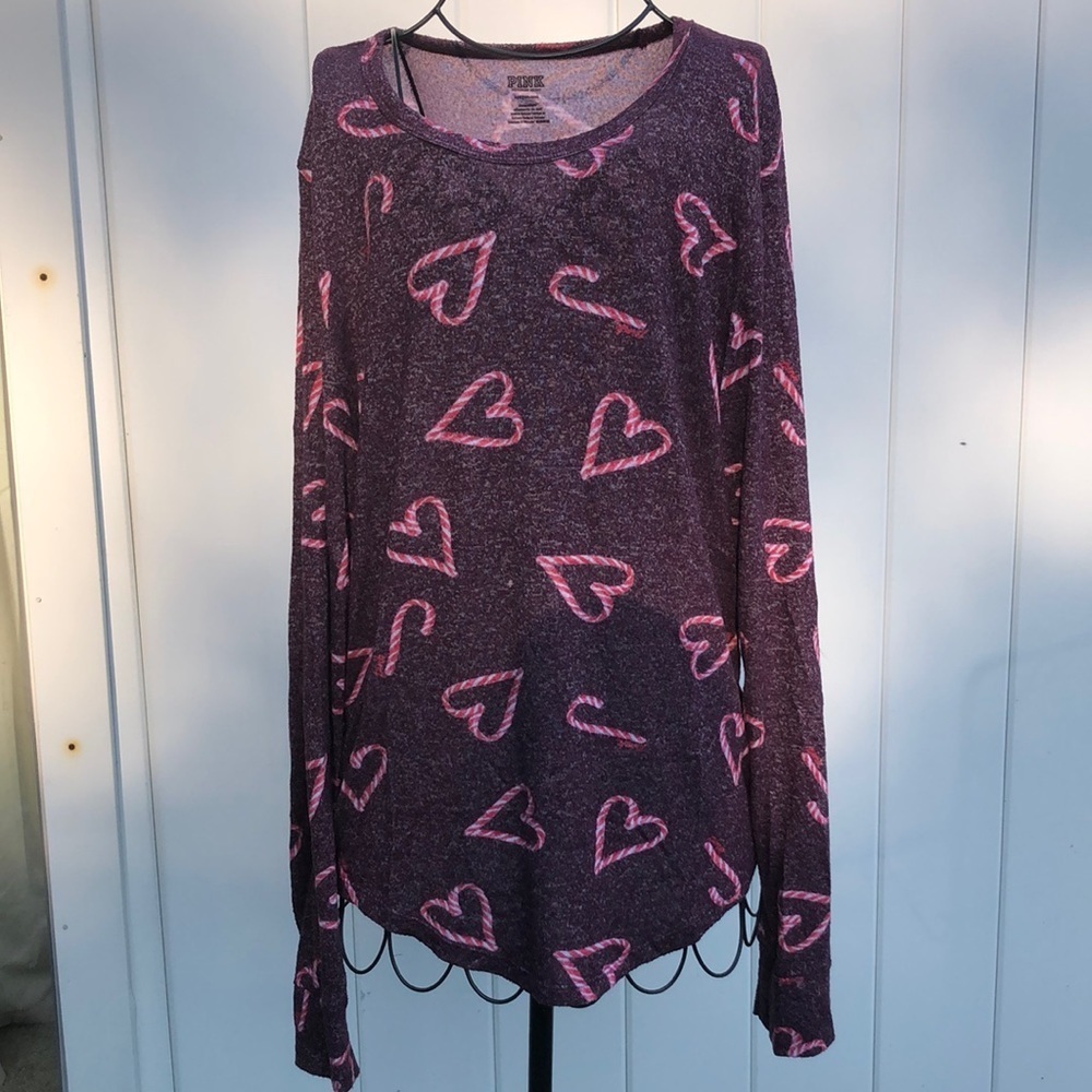 PINK Victoria's Secret candy cane long sleeve shirt Size large Christmas Soft​​​